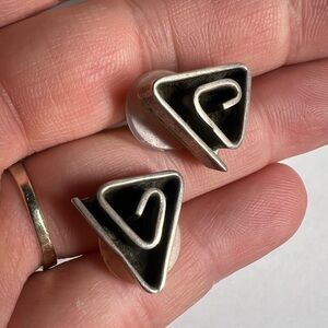 Vintage Sterling Silver Triangle Earrings